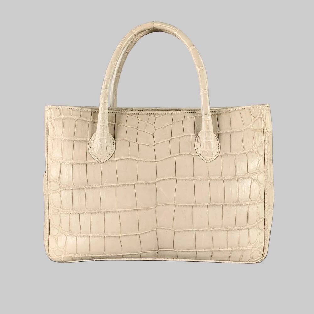 GIOSA Grey Crocodile Leather Tote Handbag